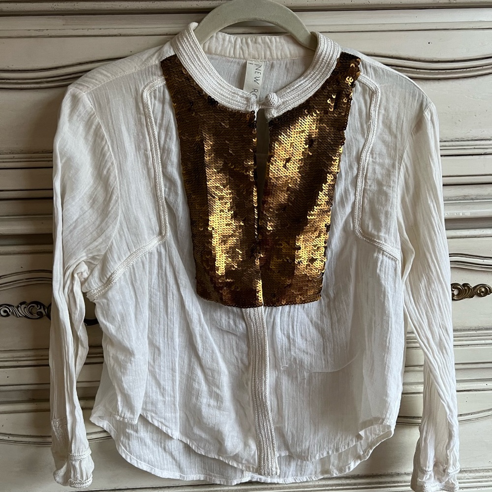 Free people cropped sequin shirt